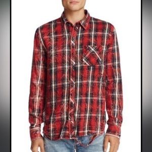 Hudson Weston Distressed Plaid Snap Front Shirt